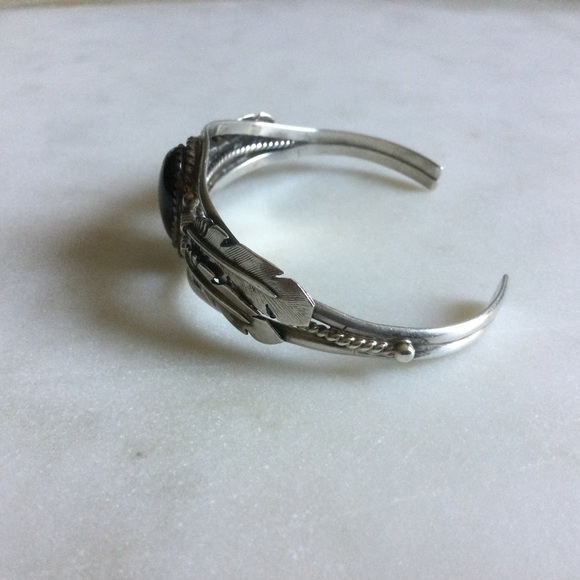 Native American Silver And Black Onyx Cuff Bracelet - Picture 4 of 7